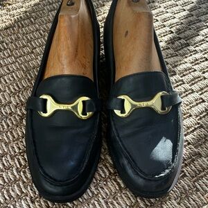 SOLD- Ralph Lauren Black Loafers with Gold Bit Detail